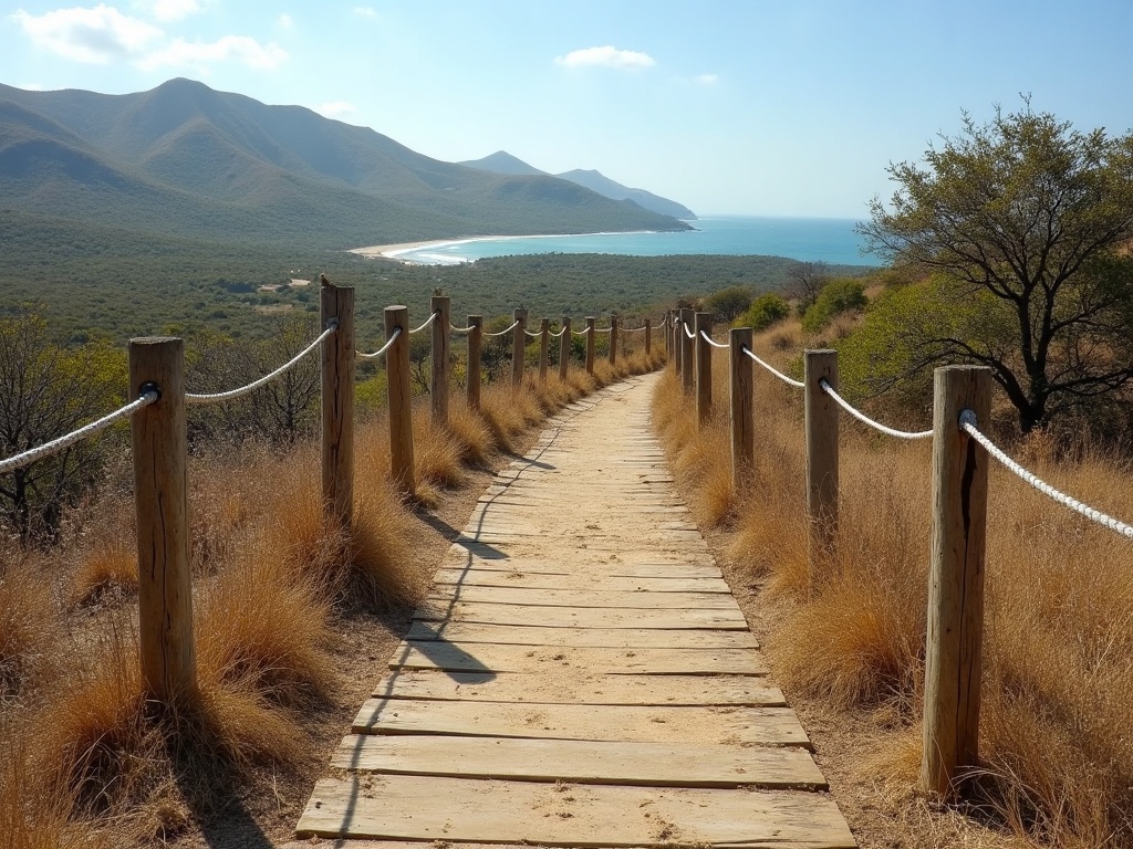 A ranger-led dirt trekking trail winding through dry savanna on Rinca Island